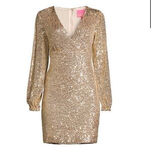 NWT Lilly Pulitzer Gold Metallic Sequin Dress
